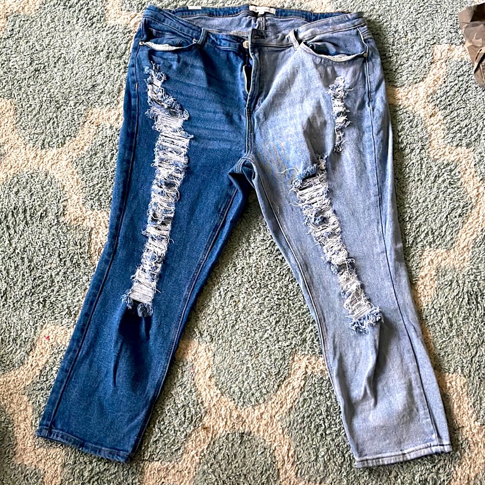 Almost Famous Destroyed denim split faded jeans